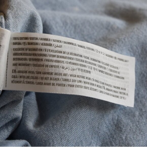 Abercrombie Relaxed Denim Shirt Jacket Light Blue Denim Paint and Distressing M - Picture 8 of 8